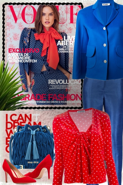 Blue & Red- combinação de moda