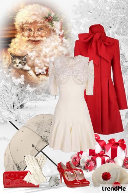 Red-White Christmas- combinação de moda
