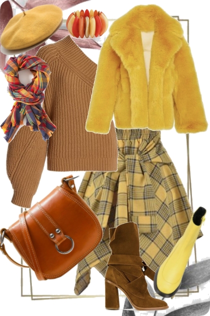 Yellow in brown- combinação de moda