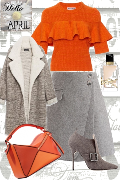 Elegant grey-orange- combinação de moda