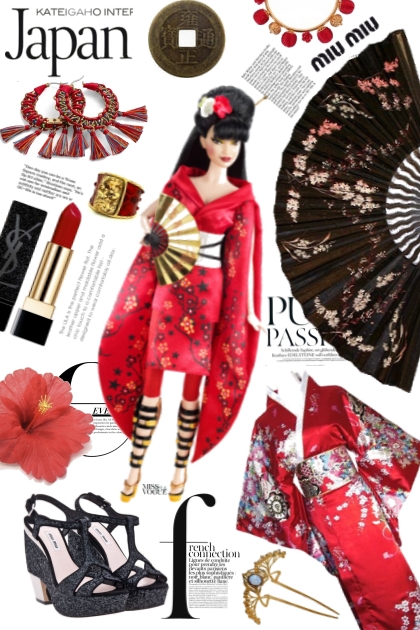 Red kimono- combinação de moda