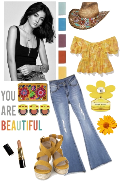 yellow and jeans