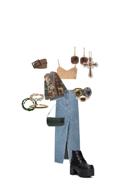 jean skirt; indie/hippy- Fashion set