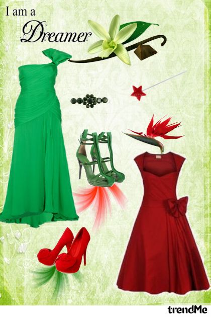 green dream in red- Модное сочетание