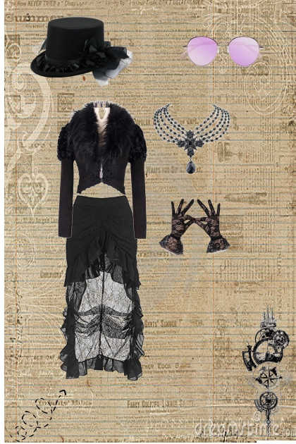 steampunk/goth- combinação de moda