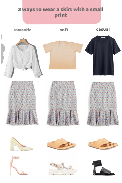 3 способа носить юбку в мелкий цветочек летом- Модное сочетание
