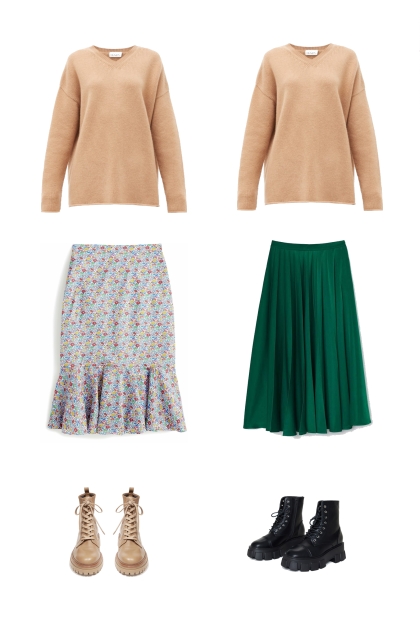 Демисезонные сочетания с юбками- Combinaciónde moda