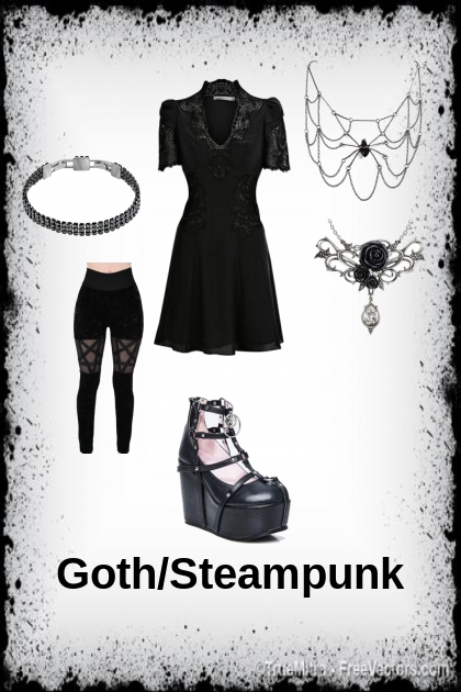 goth/steampunk- combinação de moda