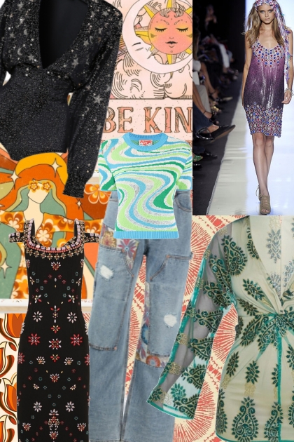 70's fashion collage- combinação de moda
