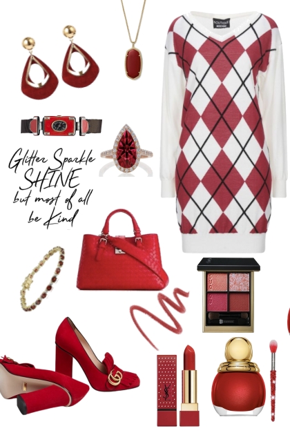 Red Sweater Dress- Combinazione di moda