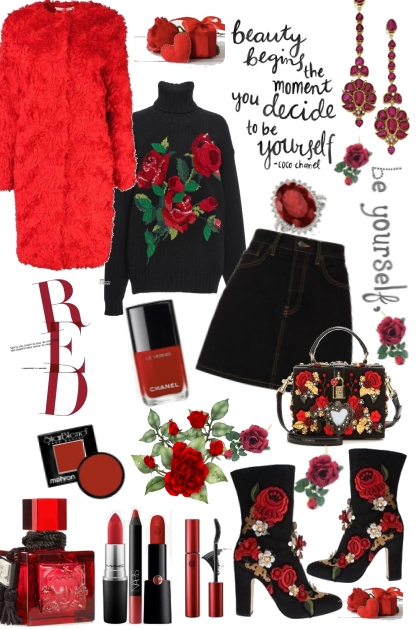 Red Roses On Black- Combinazione di moda