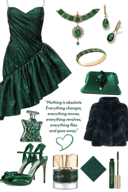 Green Party Dress 1- combinação de moda