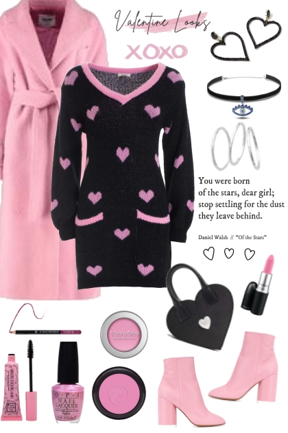 Pink And Black Valentine- Combinaciónde moda