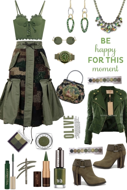 Olive Green Skirt Set- Modna kombinacija