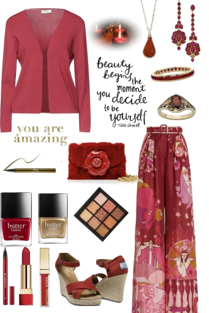 Red And Gold- combinação de moda