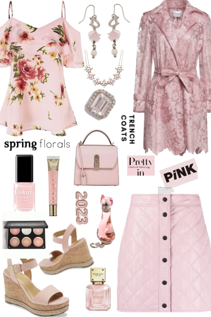 Spring Pink Trench coat- Fashion set