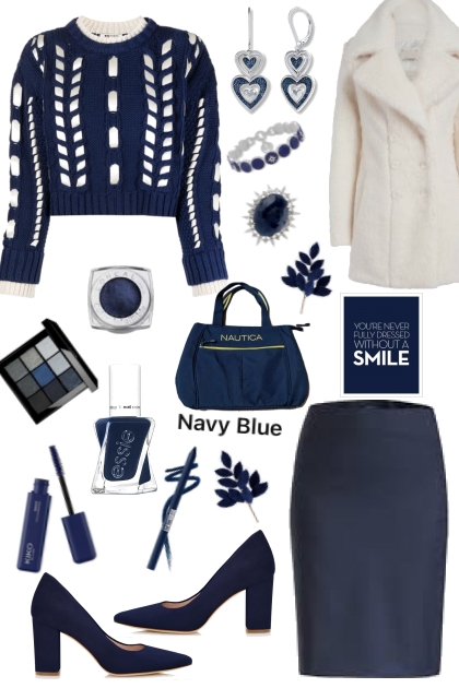 Navy Skirt And Sweater- combinação de moda
