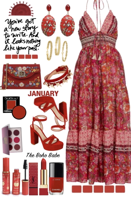 Red Summer Dress- Combinazione di moda