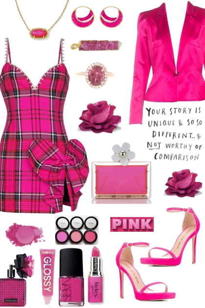 Pink Plaid Dress- Combinaciónde moda