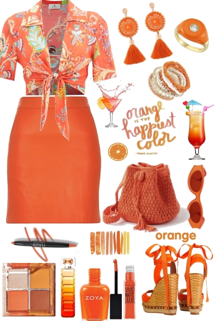 Orange Summer top And Skirt  - Combinaciónde moda