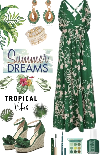 Green Summer Dress- combinação de moda
