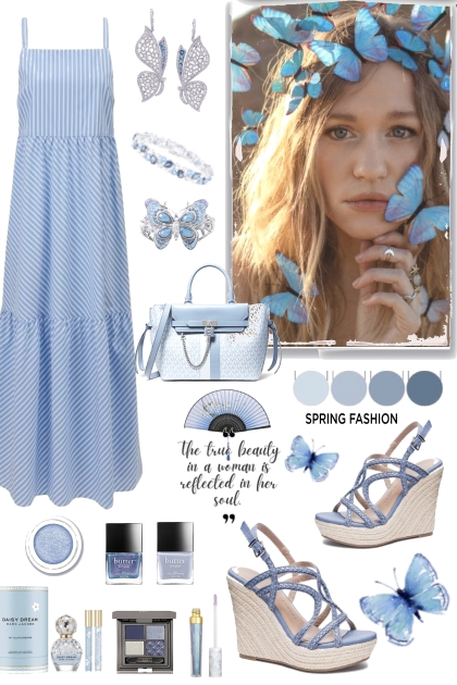 Spring Blue Dress 1- Combinazione di moda