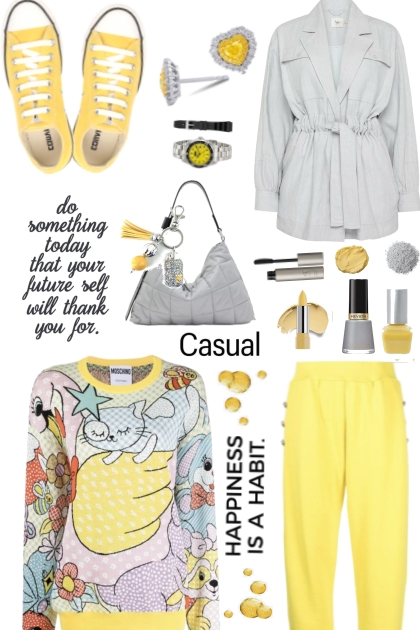Yellow Print Sweatsuit- Modna kombinacija