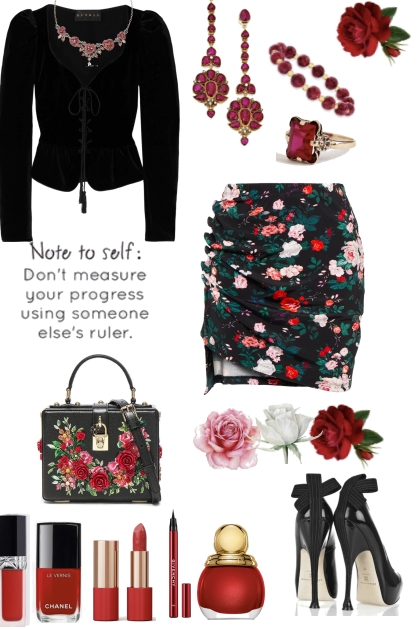 Rose Print Skirt- Combinaciónde moda