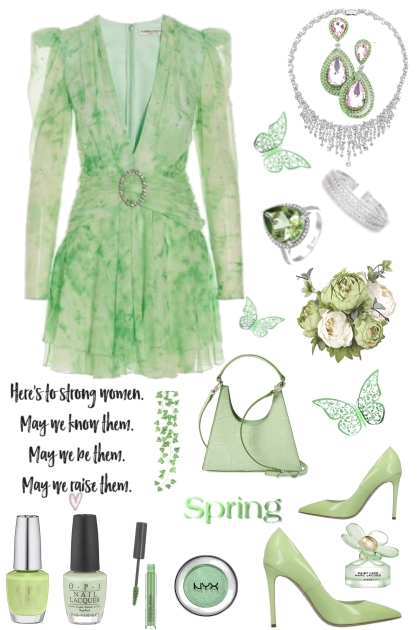 Spring Green Dress- Modna kombinacija