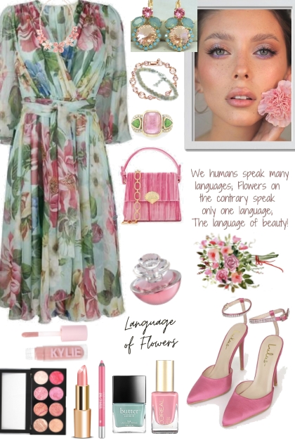 Green Flowered Dress- Fashion set