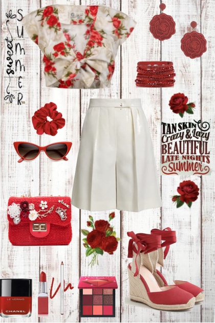 Red Rose Crop Top - Fashion set