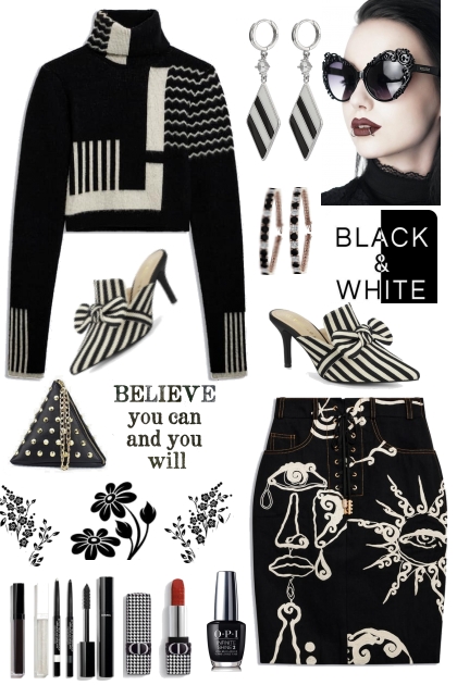 Black Print Skirt - combinação de moda