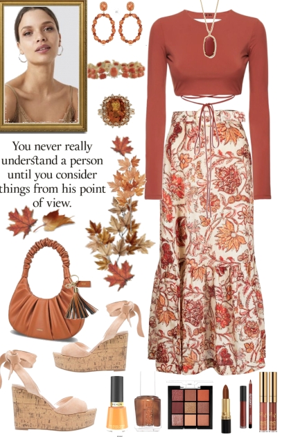 Rust Top And Skirt- Fashion set