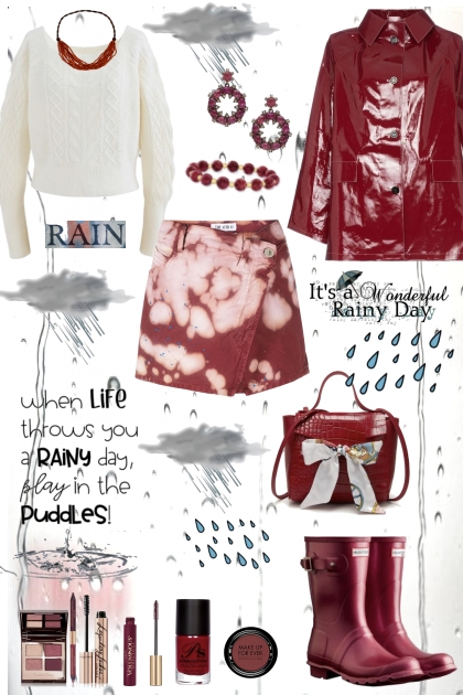 #280 Maroon Raincoat- Fashion set