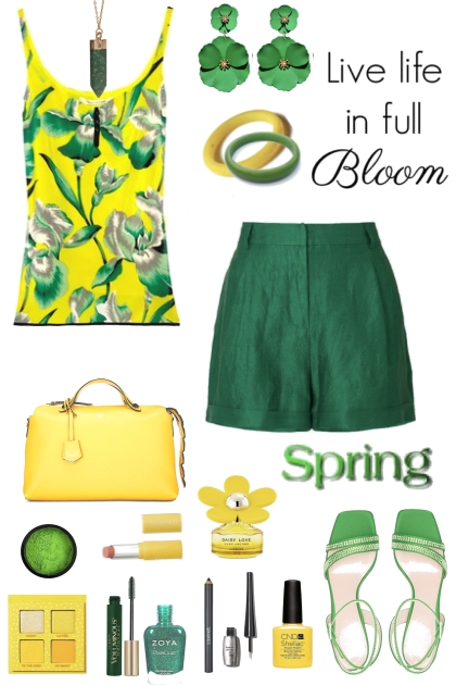 #282 Yellow And Green Tank Top- Fashion set