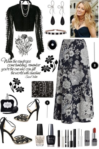 @283 Black And White Skirt- Modekombination