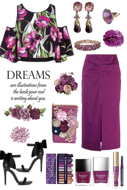#286 Violet flower Print Top