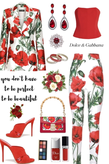 #296 Red Poppy Suit- Combinazione di moda