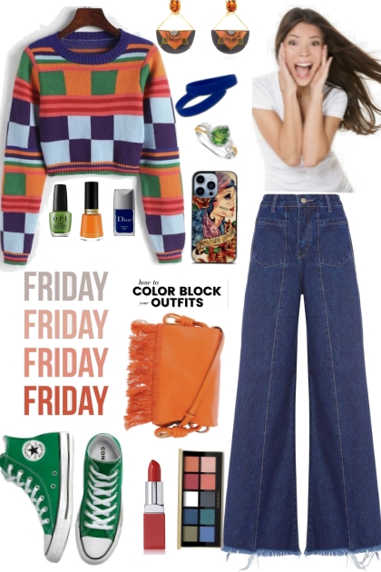 #321 Color Block Top- Combinaciónde moda
