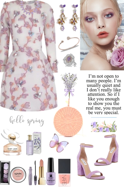 #323 Spring Lavender And Peach Dress- Модное сочетание