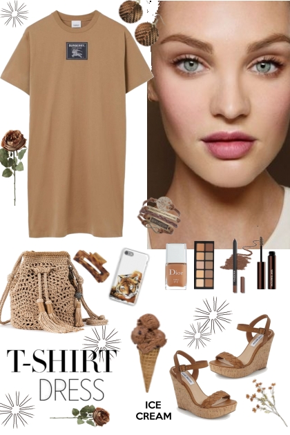 #333 Brown T-Shirt Dress With Ice Cream! 