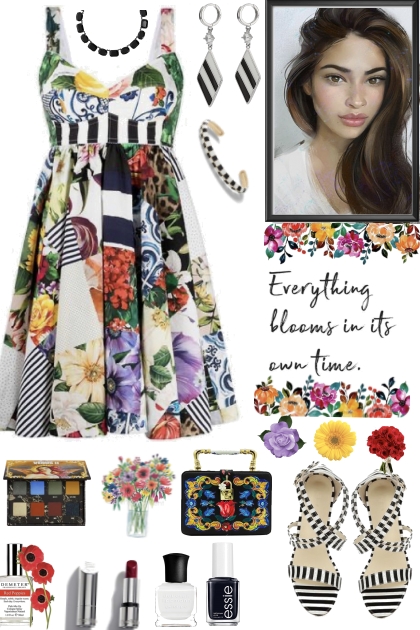 #335 Flowers And Stripes- combinação de moda