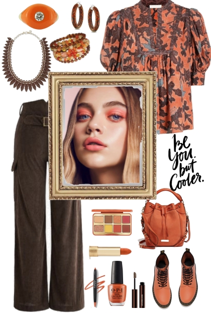 #341 Orange And Brown Top- Combinazione di moda