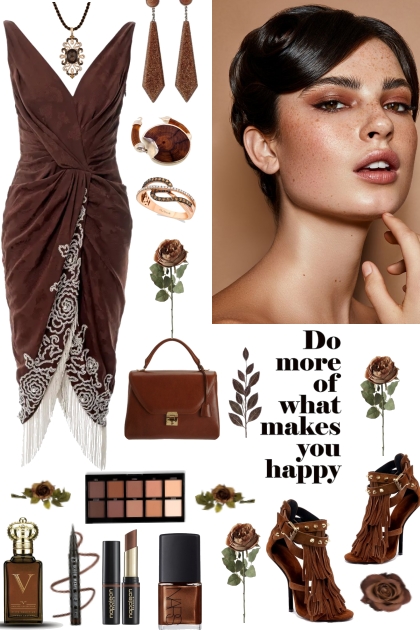 #386 Brown Special Occasion Dress- Combinaciónde moda