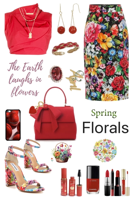 #389 Floral Skirt- Modna kombinacija