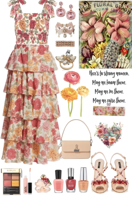 #392 Floral Top And Maxi Skirt- combinação de moda