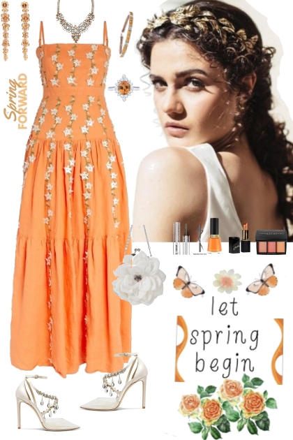 #396 Orange Floral Dress 2023