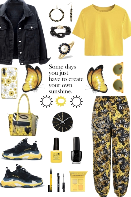 #411 2023 Yellow And Black Sweat Pants- Combinaciónde moda