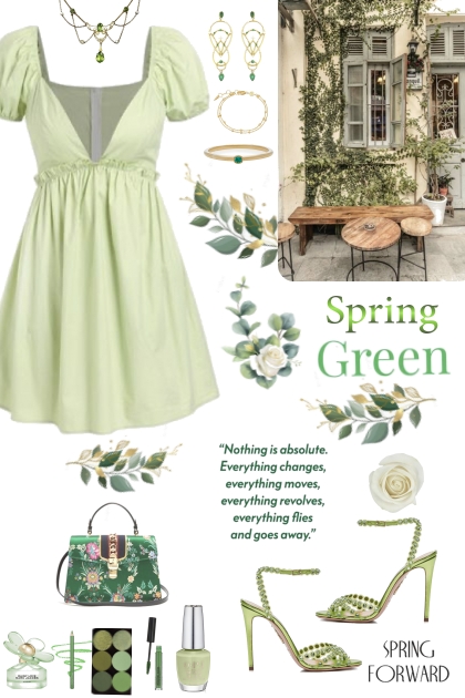 #412 2023 Spring  Shades Of Green- Modna kombinacija