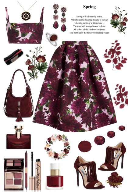 #415 2023 Maroon Floral set!- Модное сочетание